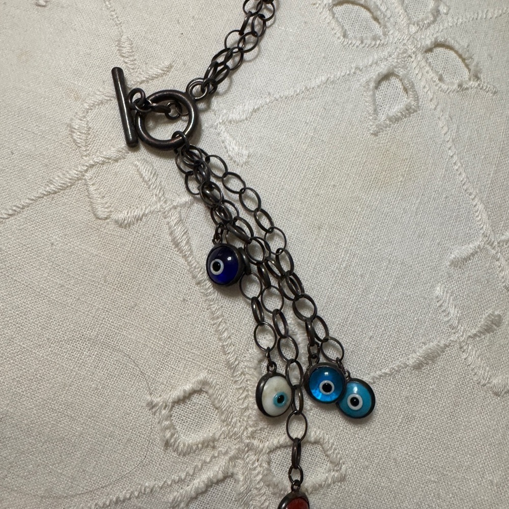Silver Evil Eye Charm Necklace
